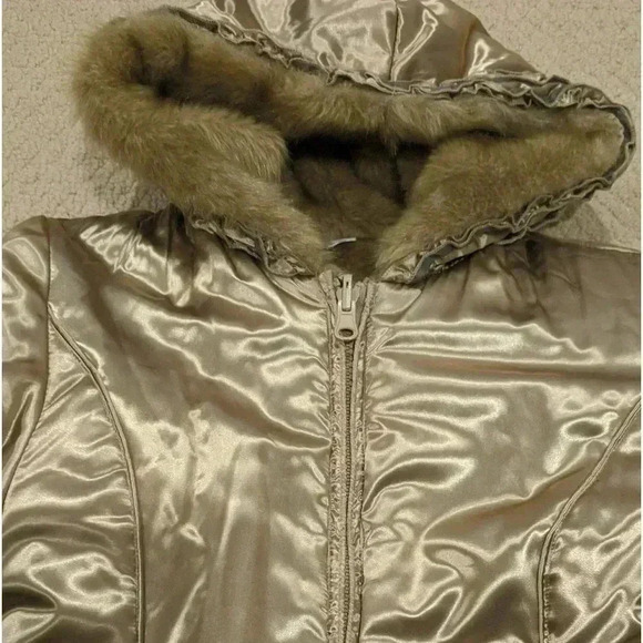 The Children’s Place Girl’s Reversible Coat Satin/ Faux Fur Sz. 10-12 - Picture 6 of 13